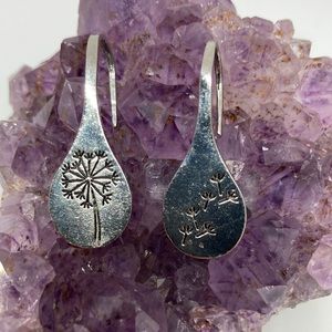 Silver tone dandelion earrings